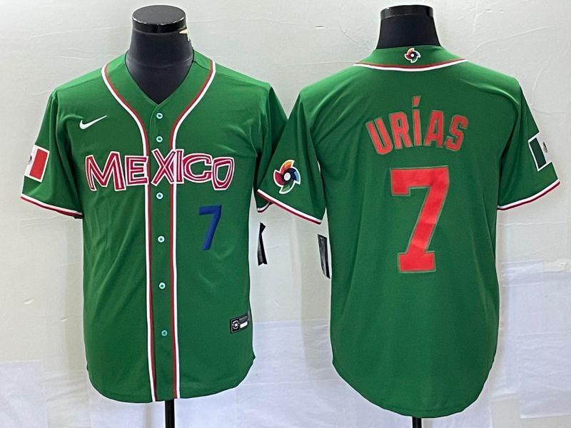 Men 2023 World Cub Mexico #7 Urias Green orange Nike MLB Jersey7